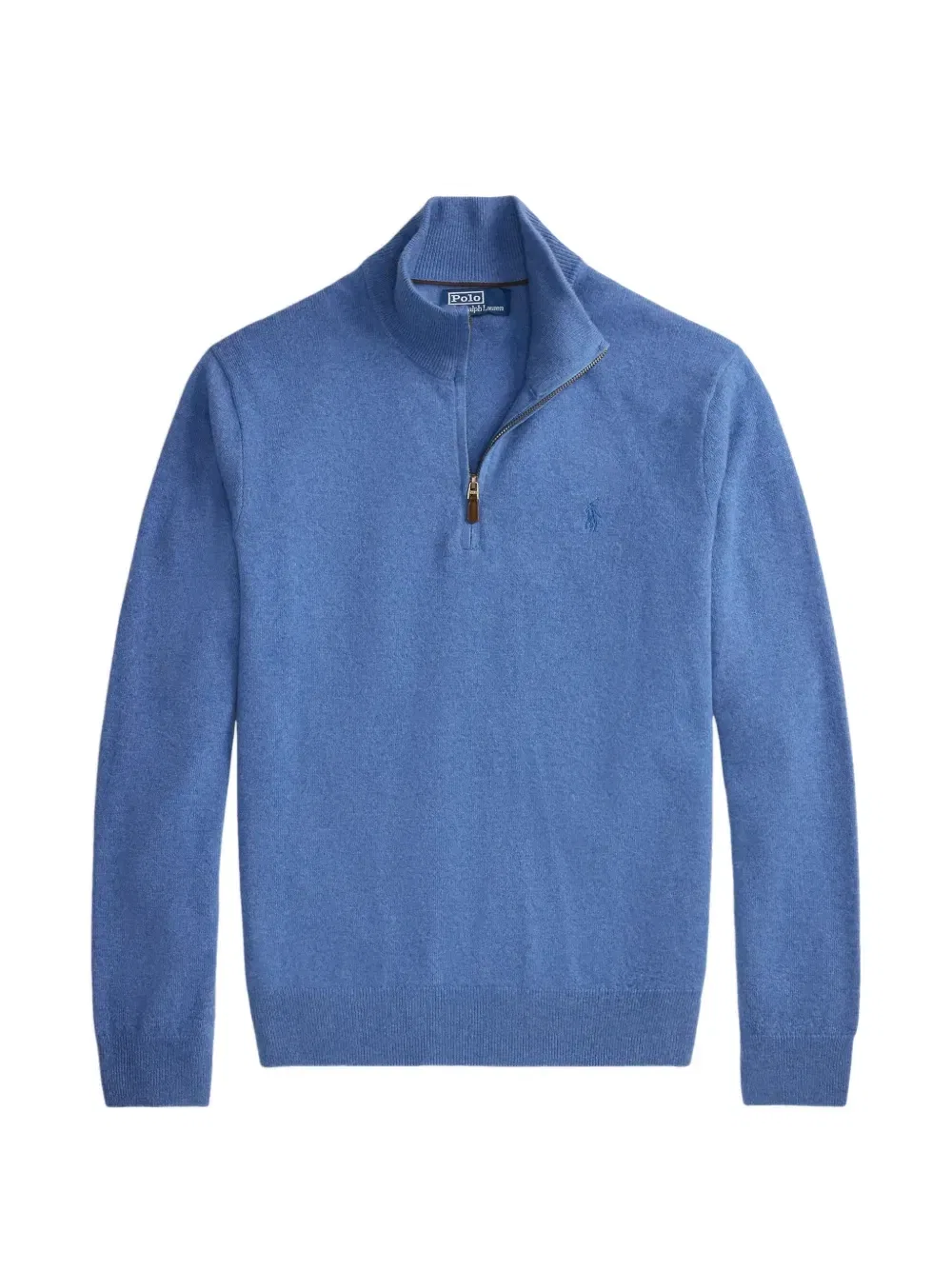 Свитер с воротником на молнии и вышивкой Polo Ralph Lauren, синий