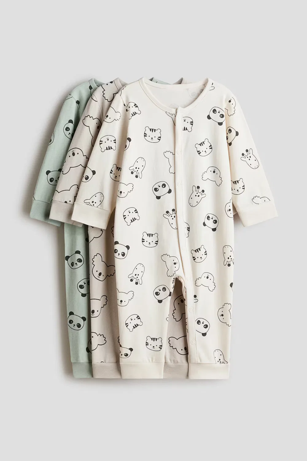 Комплект из 3 хлопковых пижам H&M, Beige/Tiere