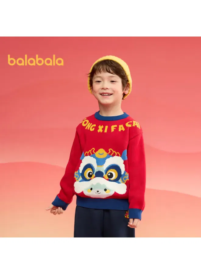 Свитер с вышивкой льва, модель Lion Dance, Balabala, красный — фото 4