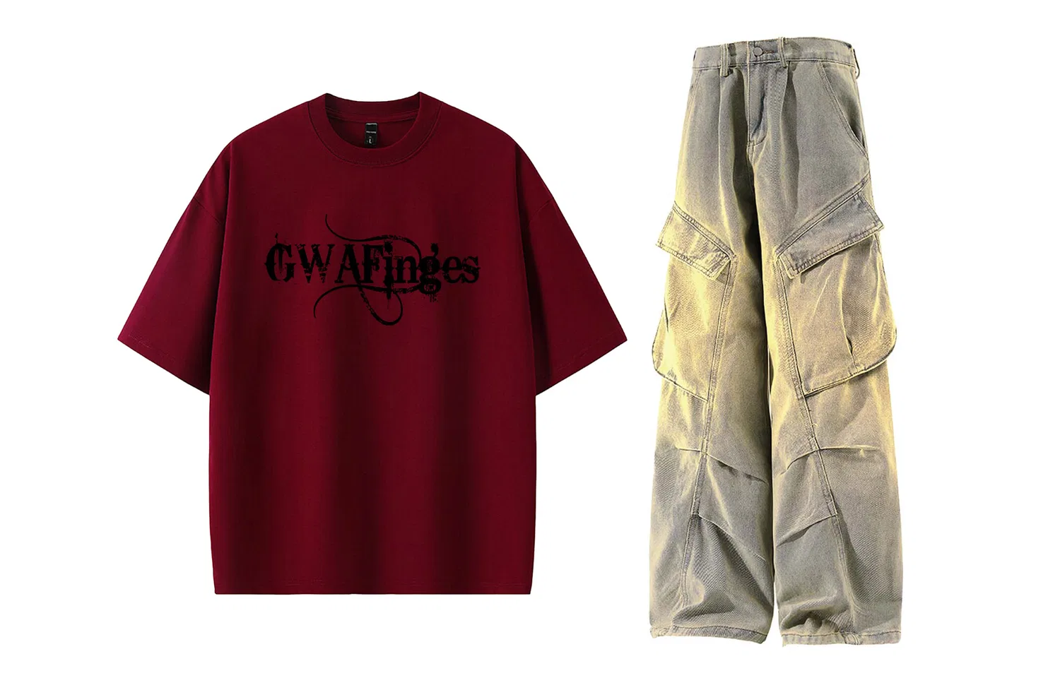 Детский спортивный комплект с круглым вырезом Casual Sportswear GWAF, Burgundy Top+Yellow Mud Pants