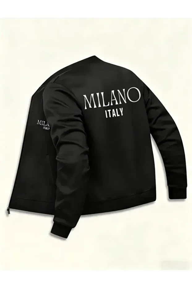 Детские свитшот для мальчиков с принтом College collar zippered milano back printed sharonlu winter Nigrum Pardus, Black