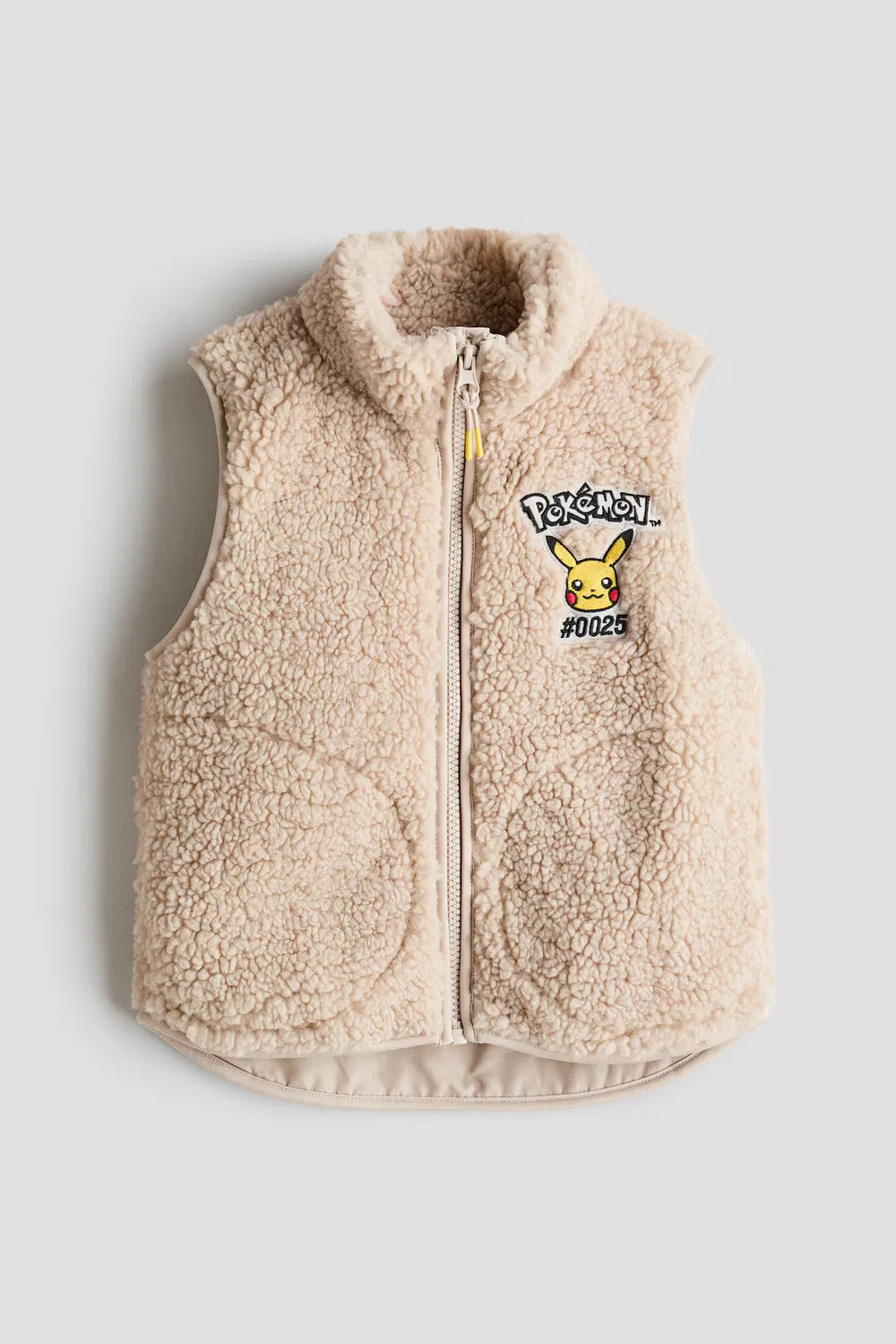 Жилет из плюшевого флиса с декоративным рисунком H&M, Beige/Pokémon