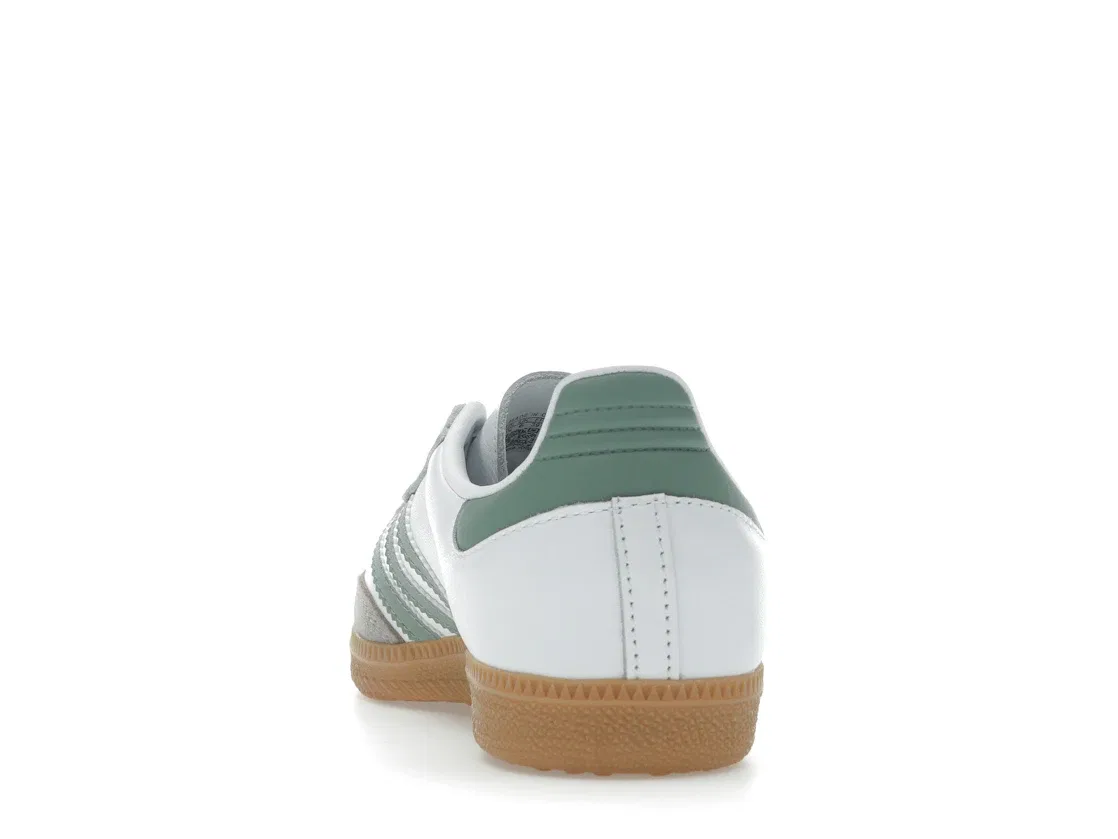 Детские кроссовки с замшевыми вставками Adidas Samba OG, Cloud White/Silver Green/Gum — фото 4