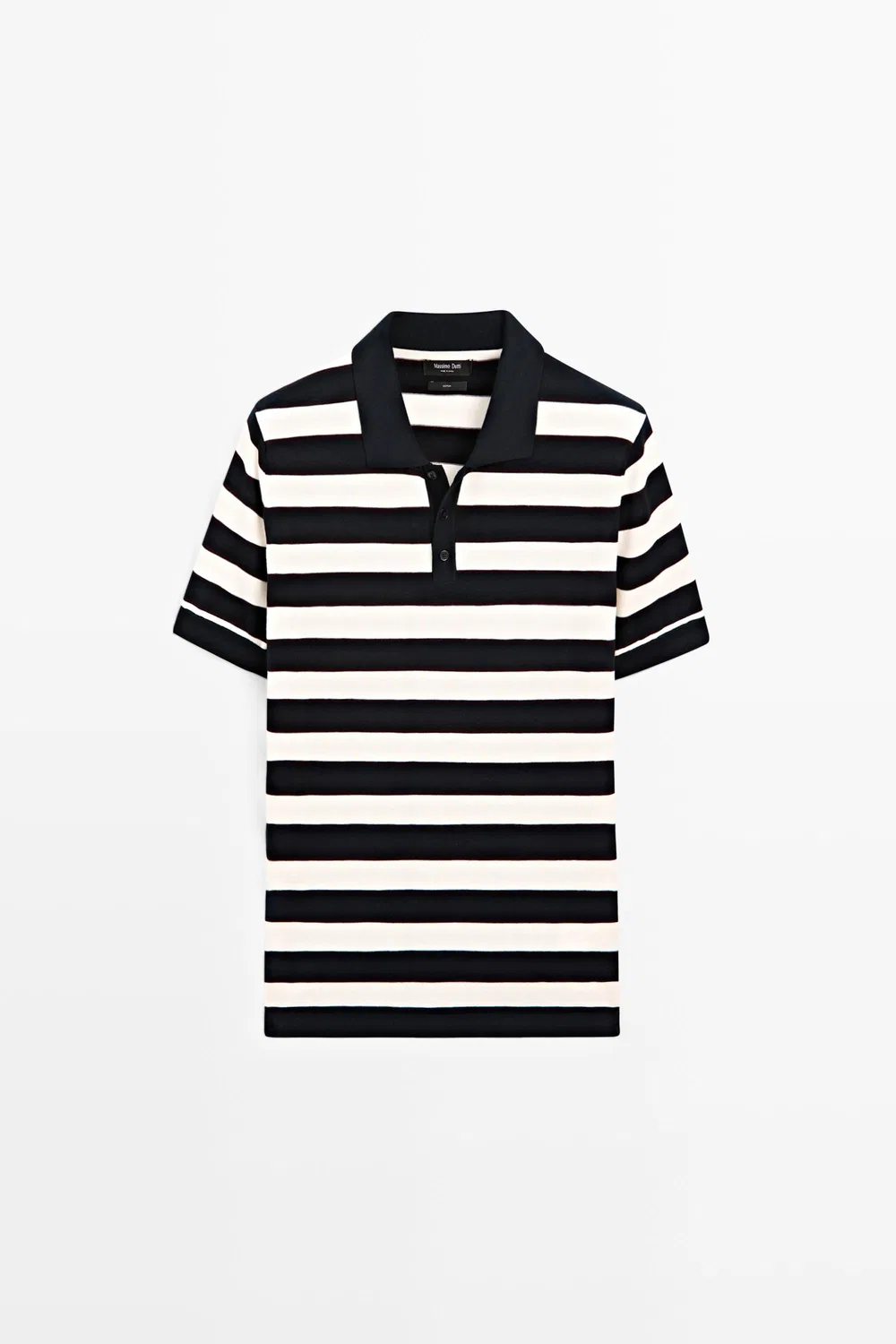 Поло Massimo Dutti 100% Cotton Striped Knit Shirt, темно-синий — фото 2
