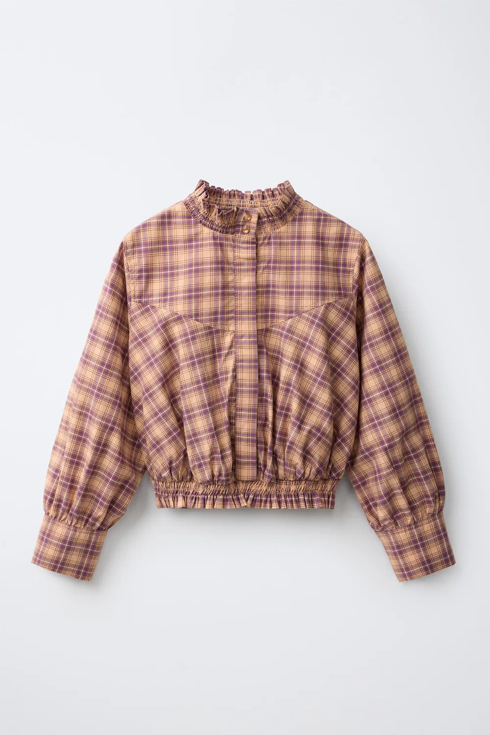 Рубашка с высоким воротником и сборками ZARA, Orange