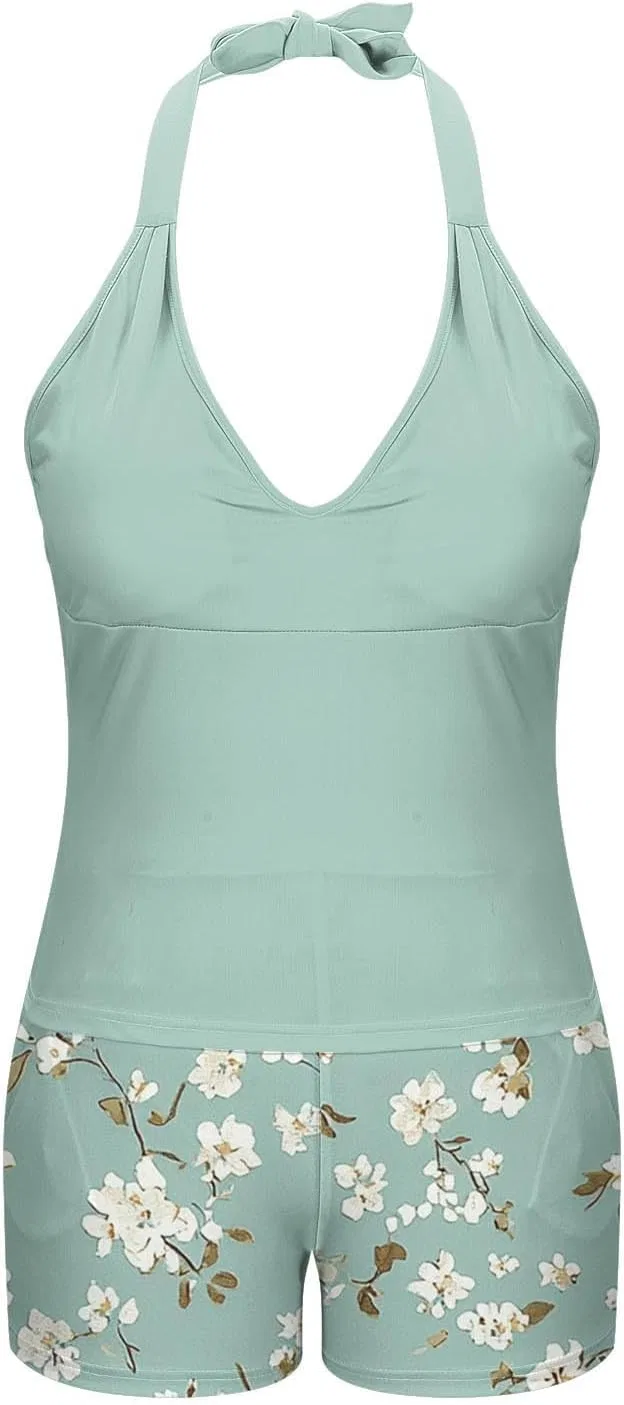 Женский танкини-купальник с контролем живота Plus Size, Army Green — фото 3