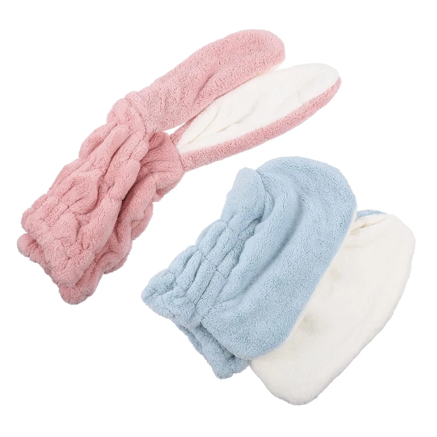 Шапочка для душа FOMIYES, 2 шт, микрофибра, 35x17x2.5 см, Blue Pink