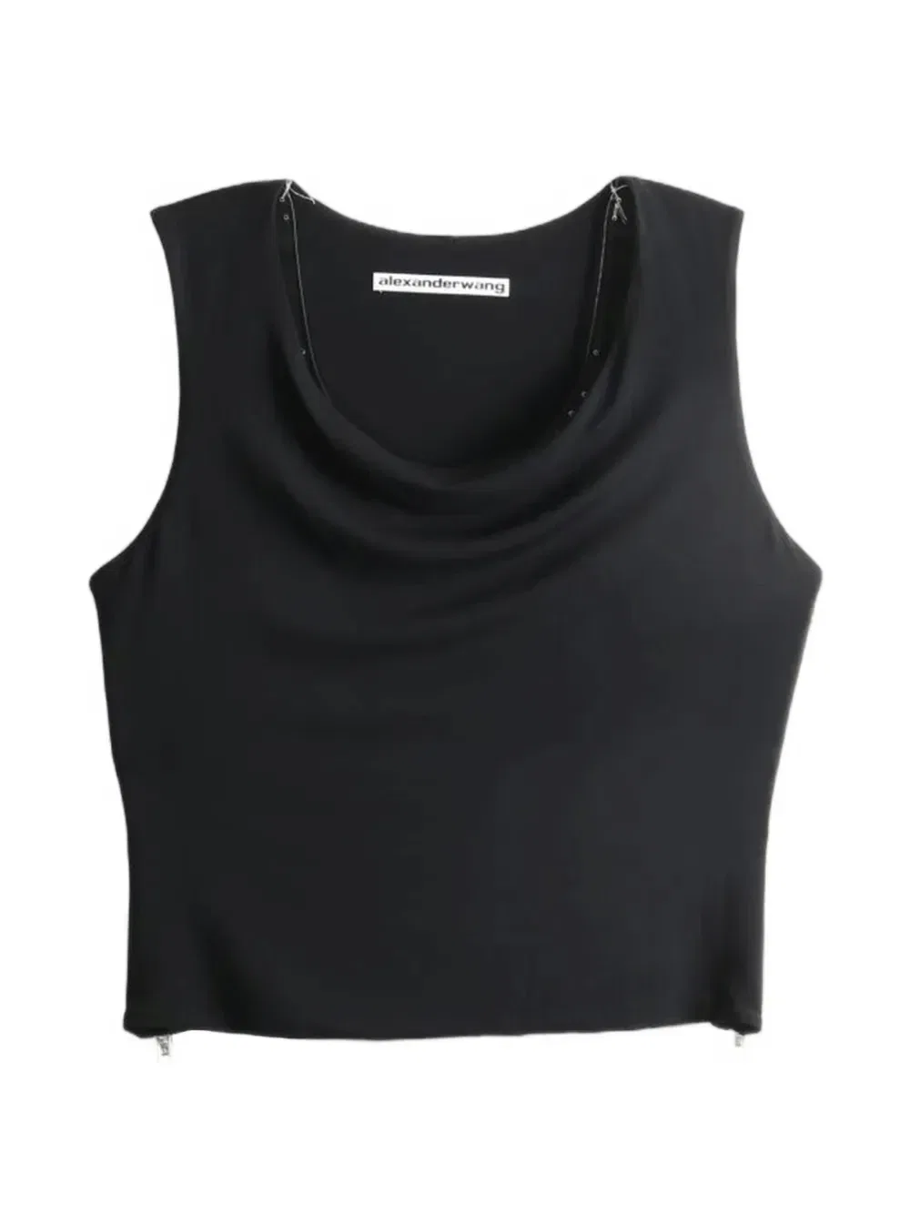 Топ с воротником-хомут и боковой молнией Alexander Wang, черный