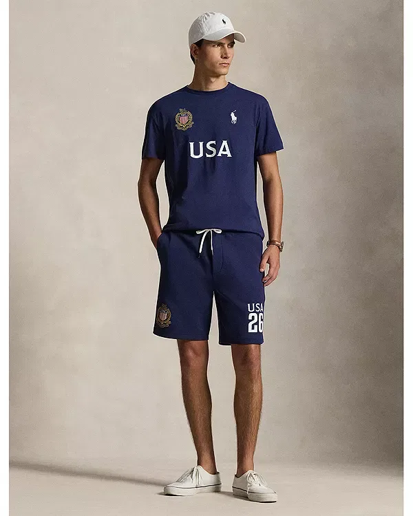 Мужская футболка с принтом Classic Fit USA T-Shirt Polo Ralph Lauren, темно-синий — фото 2