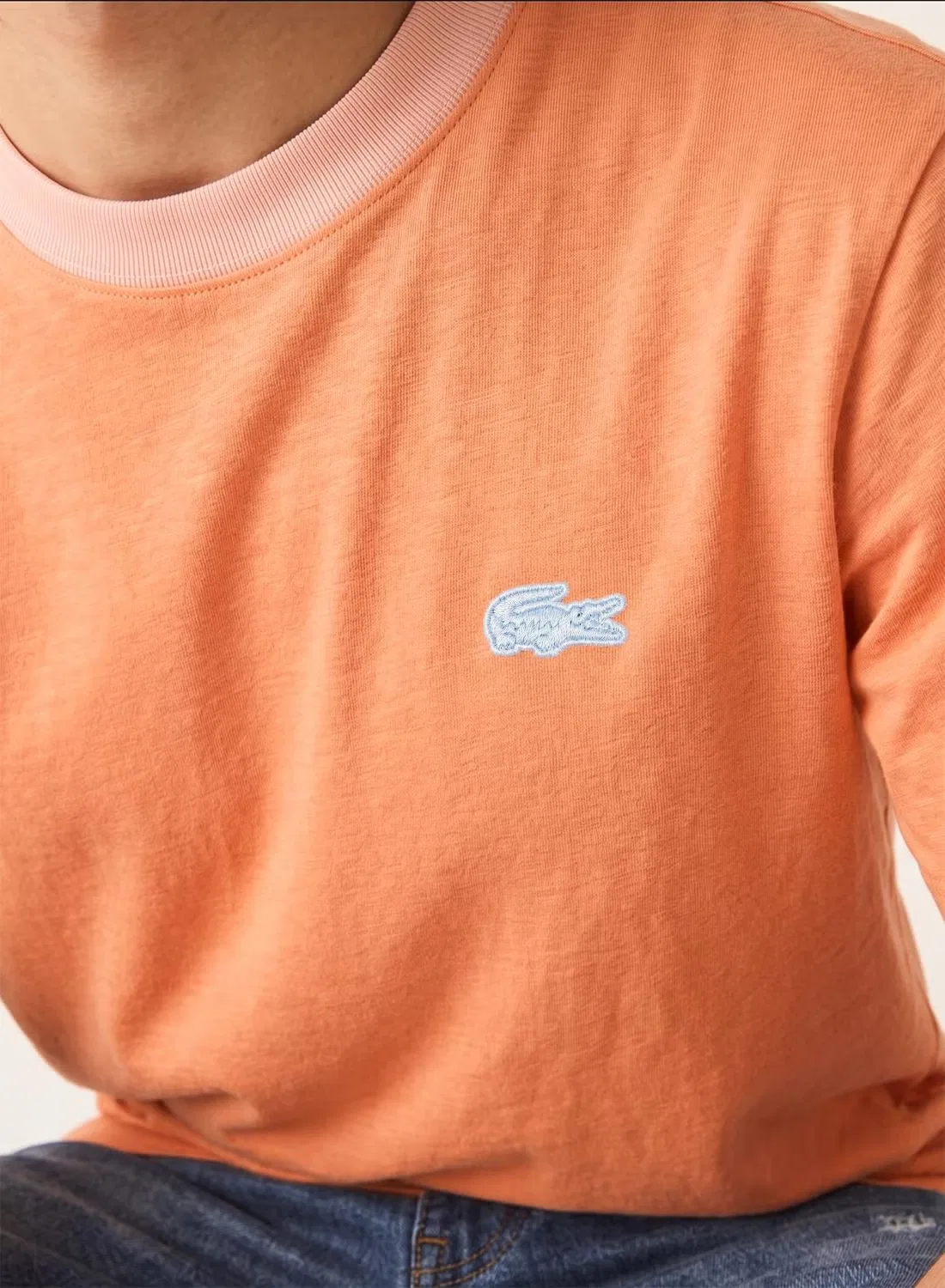 Футболка классического кроя с цветными блоками Lacoste, персиковый — фото 2
