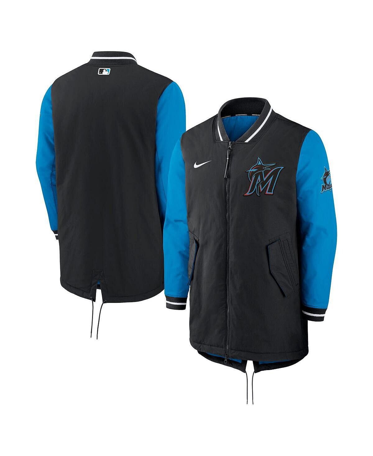 Мужская черная куртка miami marlins dugout performance с молнией во всю длину Nike, черный — фото 2