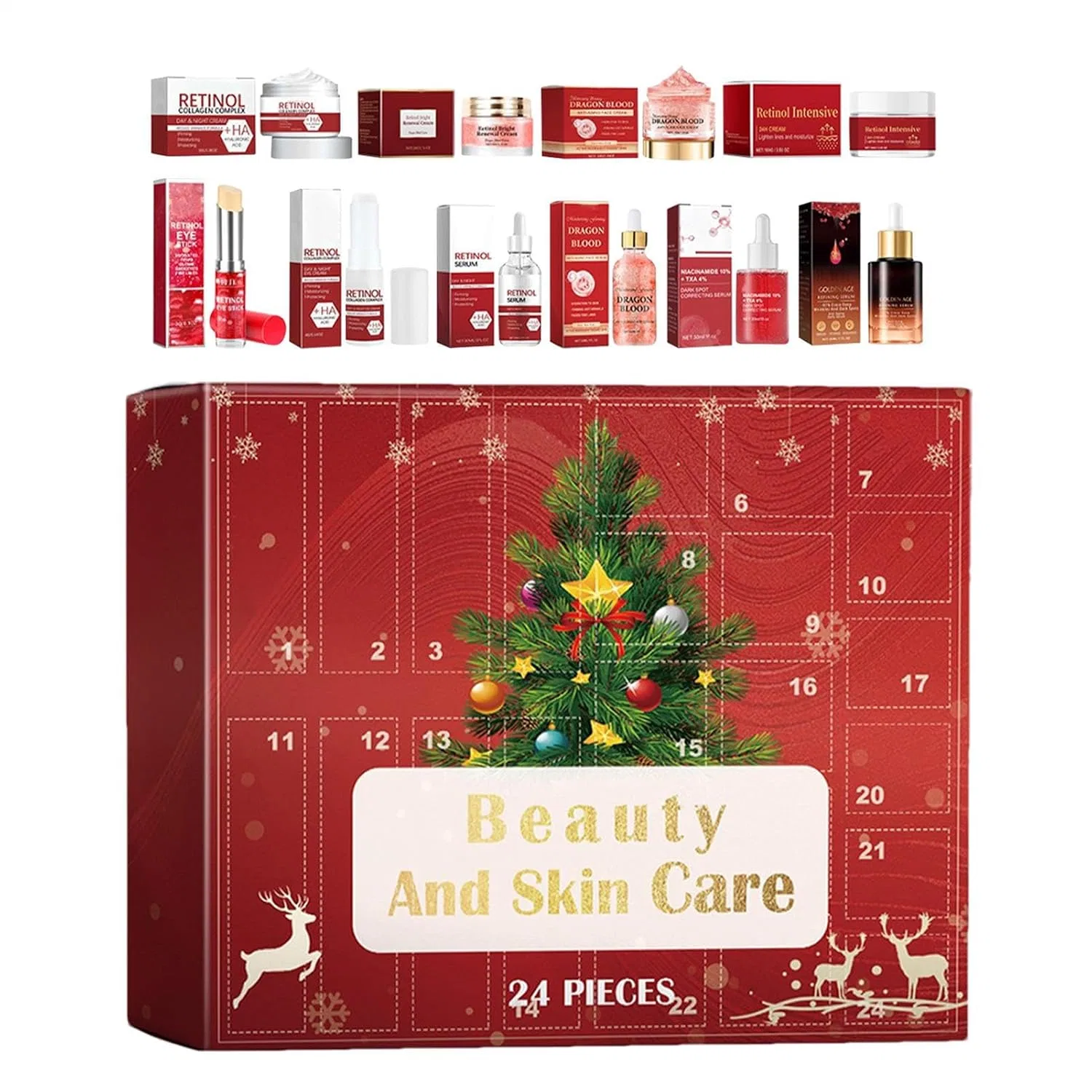 Адвент-календарь Skin Care 2025, Njidher, 24 предмета, 36.3x29.8 см