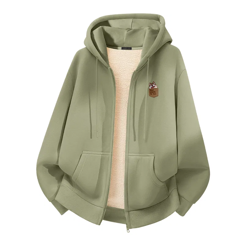Детский худи на молнии с капюшоном из флиса Tonlion, Цвет Greyish Green