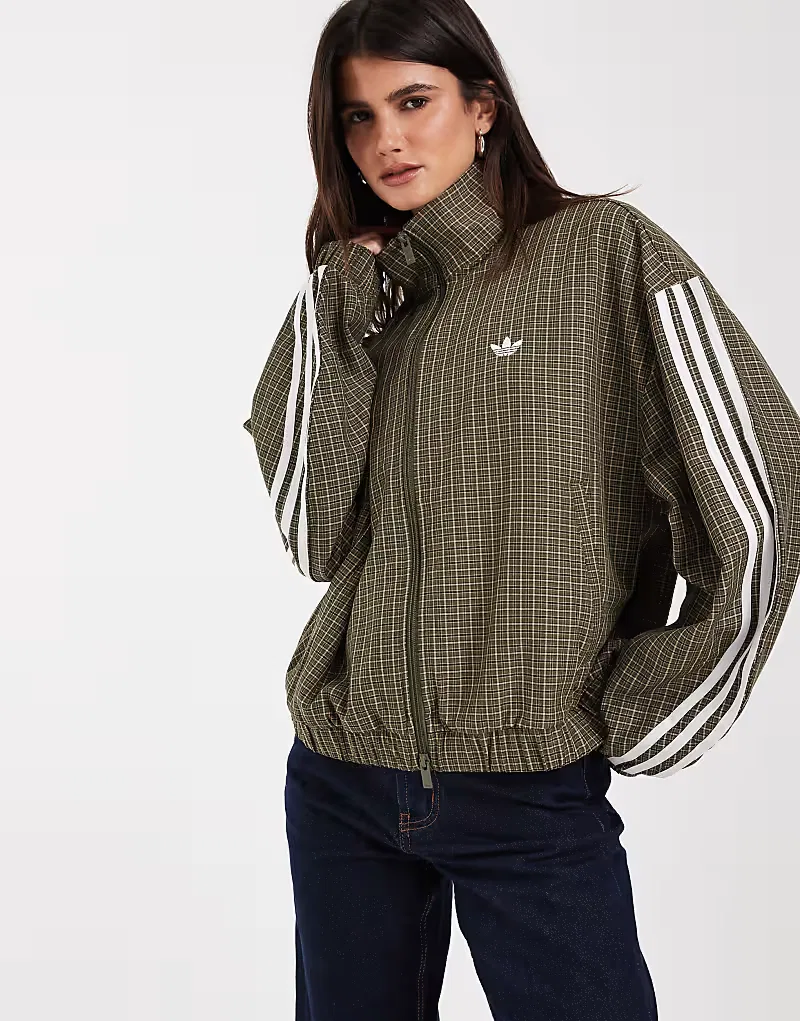 Спортивная куртка Adidas Originals в клетку хаки
