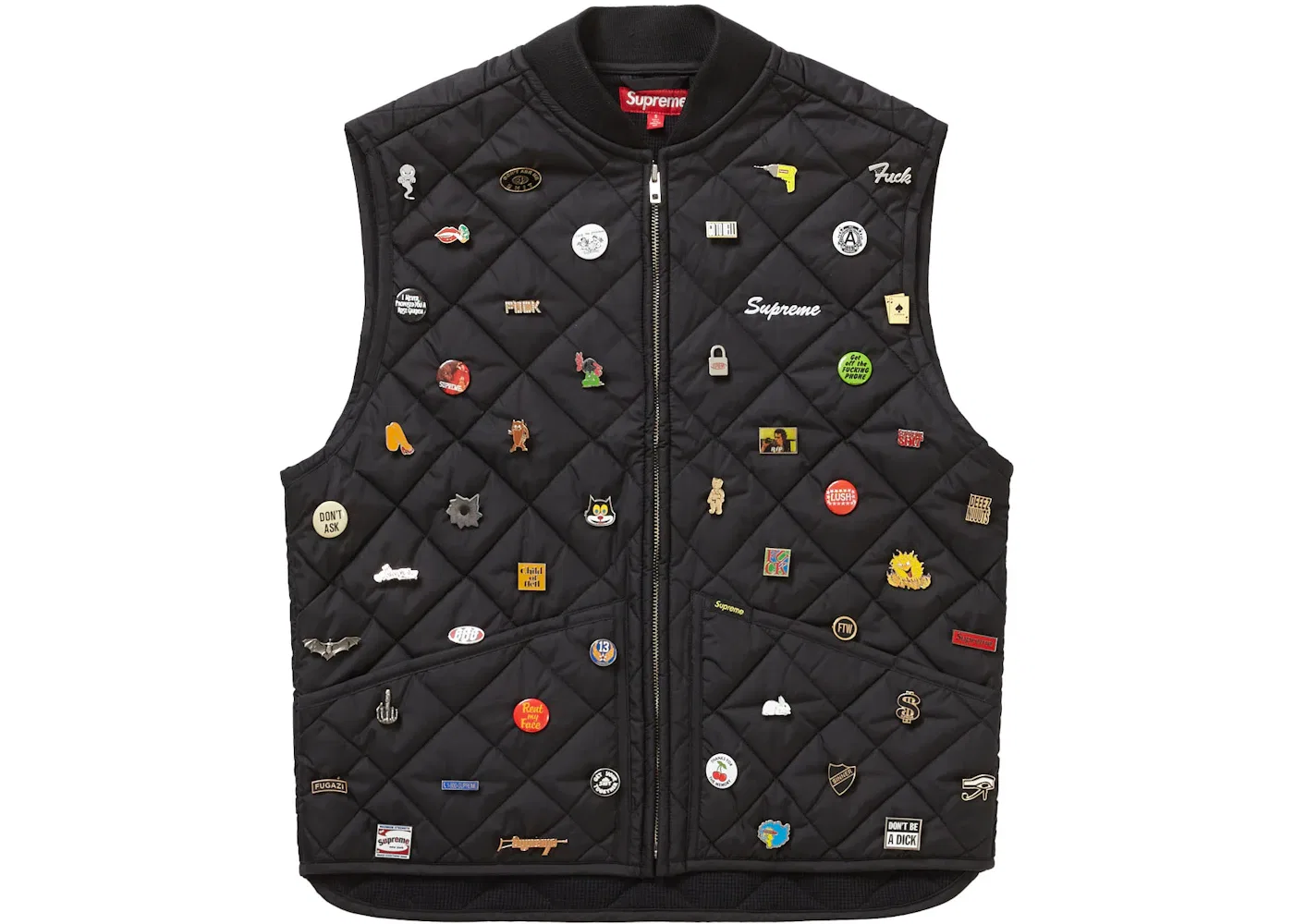 Мужской стеганый жилет с булавками Supreme, Black
