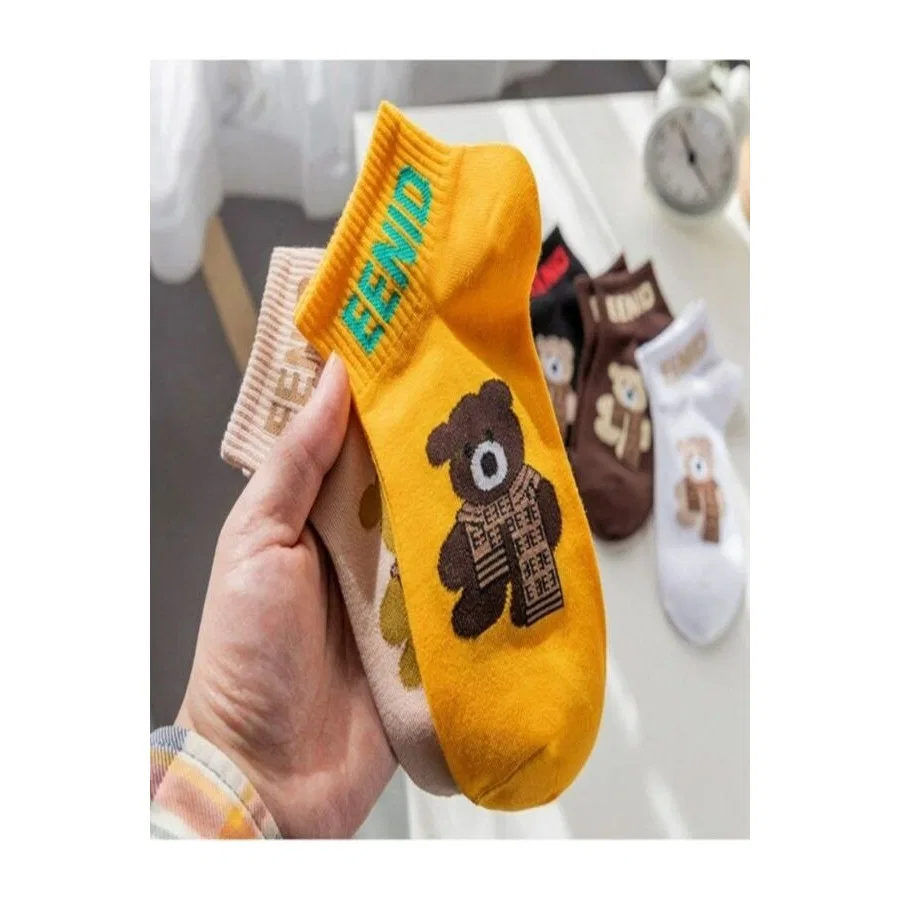 Комплект из 5 детских носков-следков с мишкой Teddy Bear, бренд Sky Socks, Горчично-коричневый — фото 2