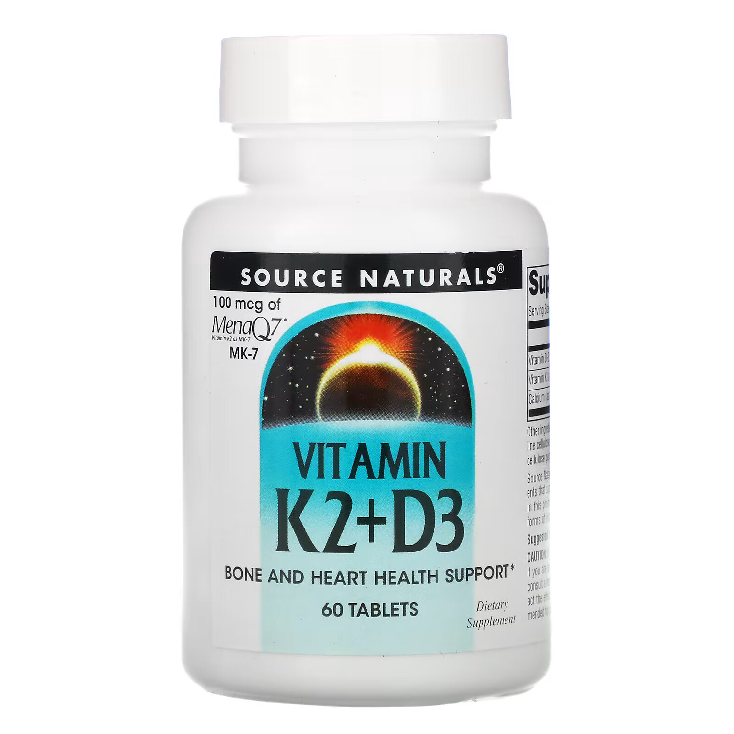 

Source Naturals, витамин K2 и D3, 60 таблеток