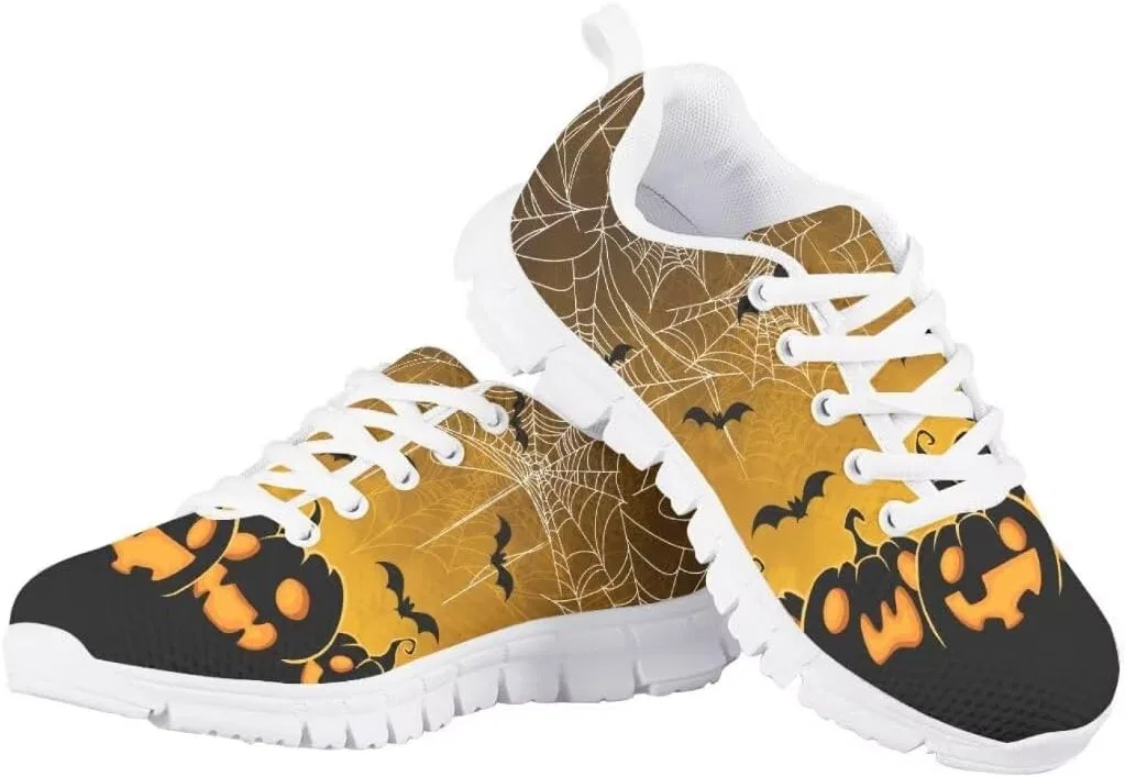 Детские кроссовки для мальчиков с дышащим верхом Pinupub, Spider Web Bat Pumpkin Yellow — фото 4