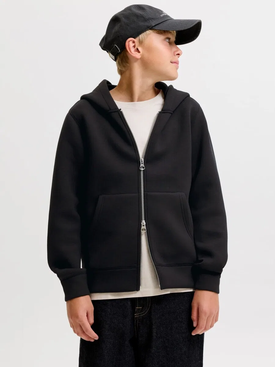 Детская толстовка на молнии Jack & Jones Junior 'JCOLegacy' черного цвета — фото 2