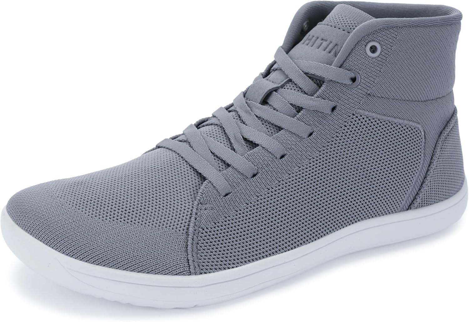 

Мужские высокие минималистичные кроссовки WHITIN для ходьбы, Широкий носок нулевой перепад высоты подошвы, белый/серый