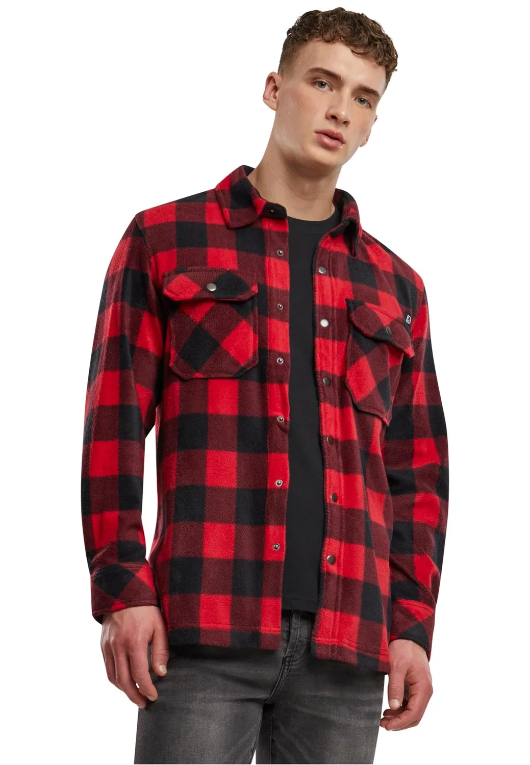 Мужская фланелевая рубашка с длинным рукавом Brandit, Red/Black