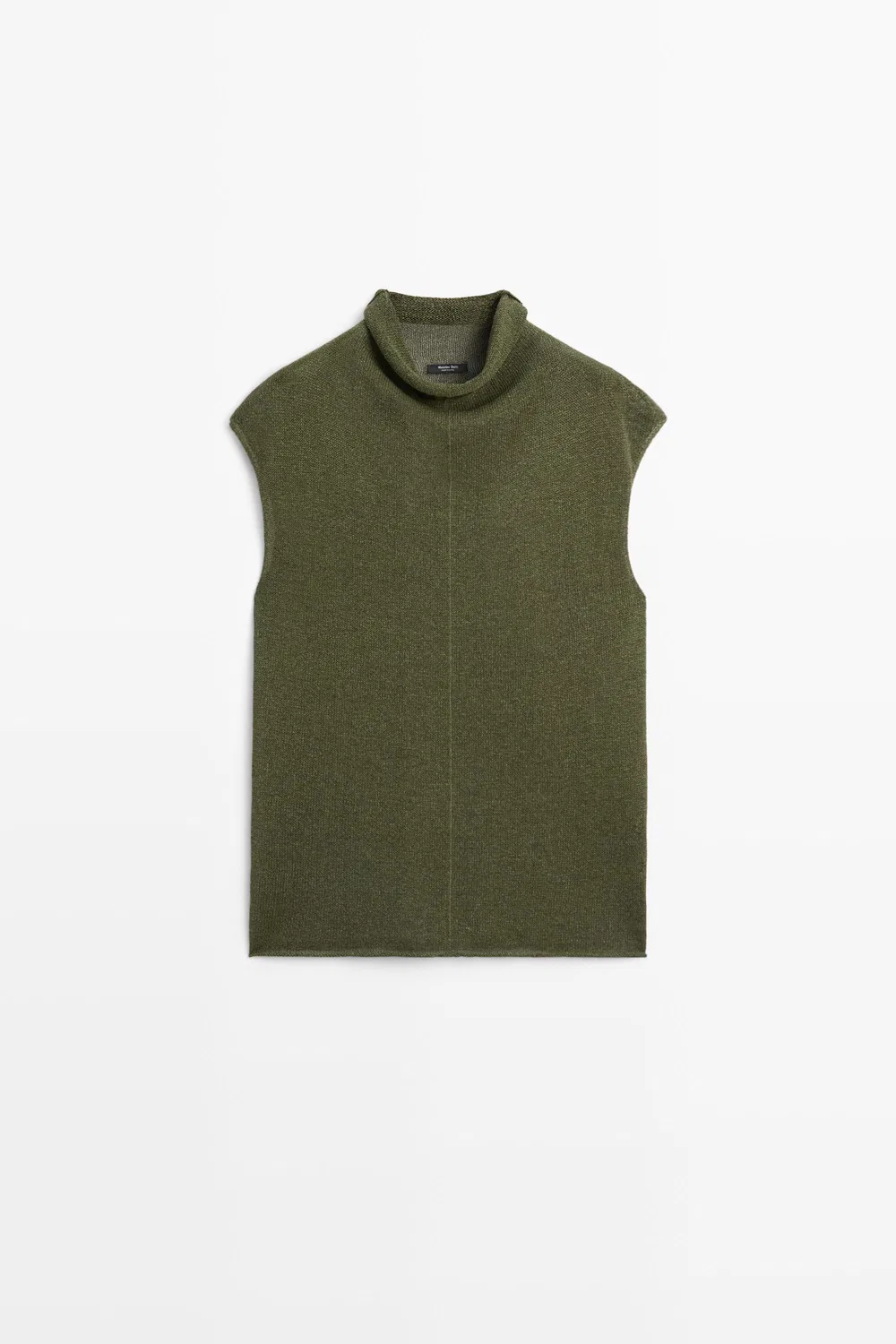 Топ Massimo Dutti Draped High Neck Knit, зеленый — фото 2