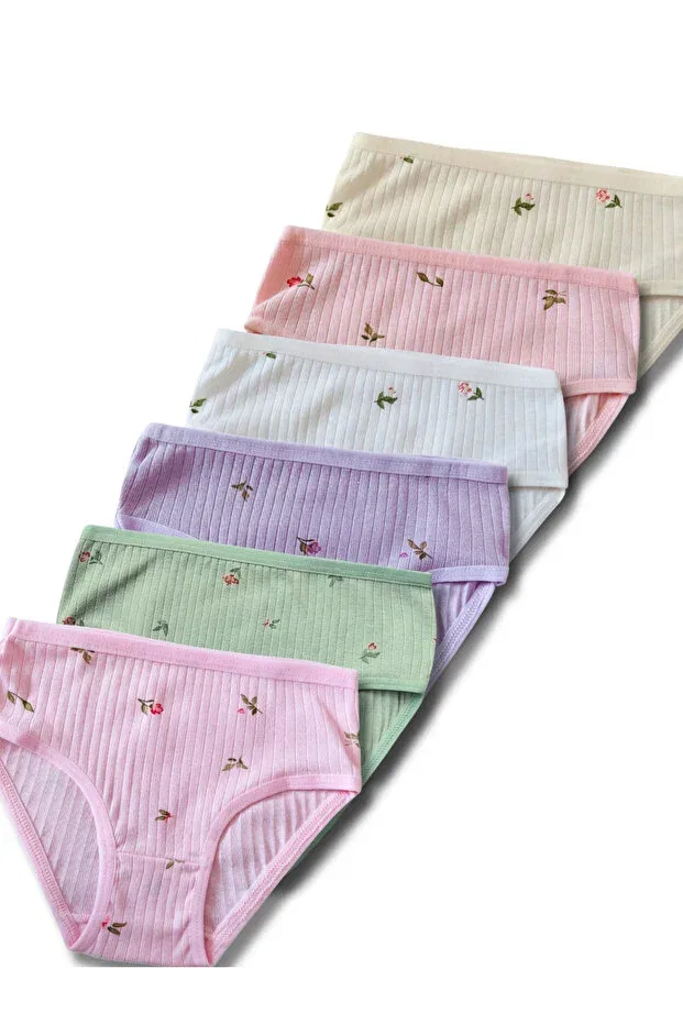 Детские трусы для девочек хлопковые комплект 6 шт Panfilia, Pink-Green-Cream
