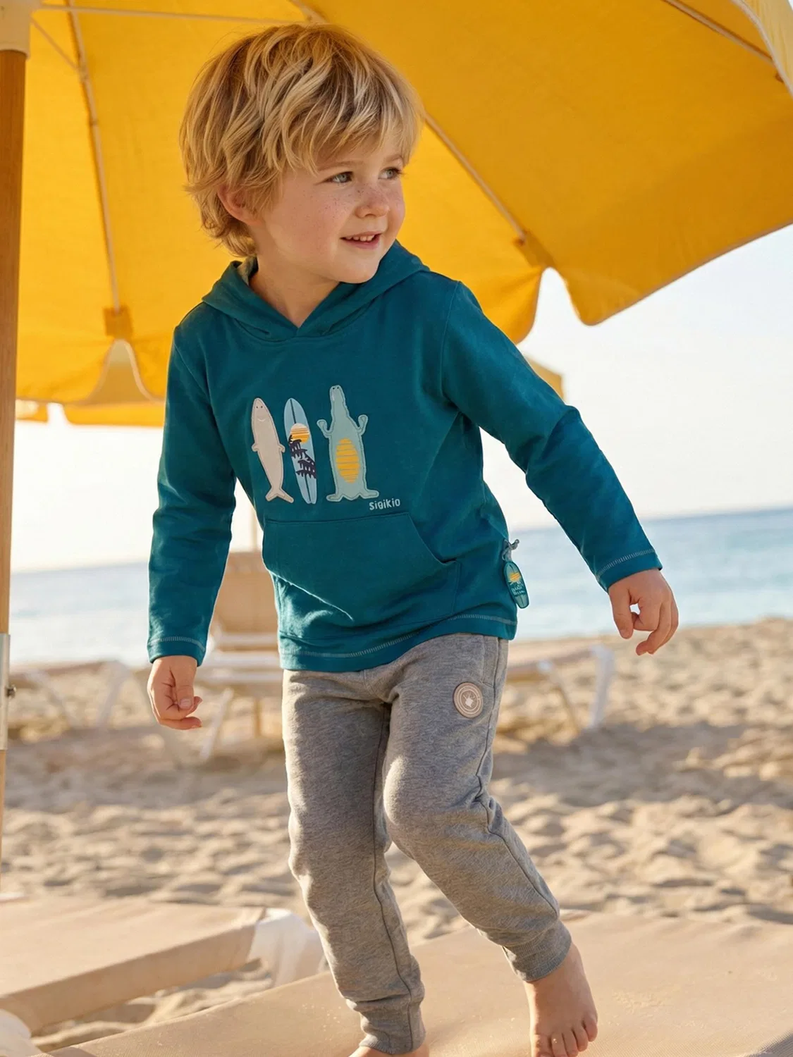 Рубашка Sigikid Langarmshirt Blue & Bright цвета Бетон — фото 2