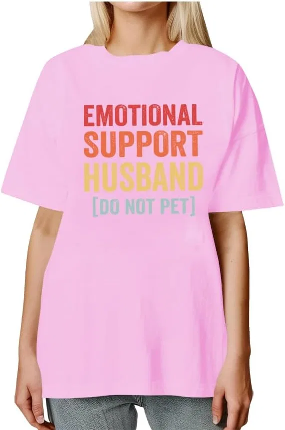 Мужская футболка с принтом Emotional Support Husband V-образный вырез, Pink