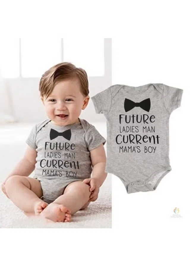 Боди-комбинезон с принтом Future Ladies Man Current Mama’s Boy Matching Family Outfits, серый