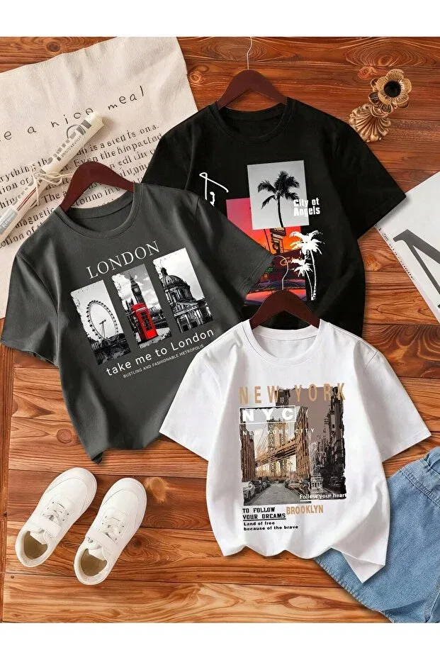 Детская футболка для девочек хлопковая 3-предметный комплект Svart Wear, Multicolor