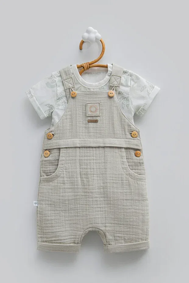 Детский комплект комбинезона и футболки для мальчиков хлопковый Caramell, Khaki