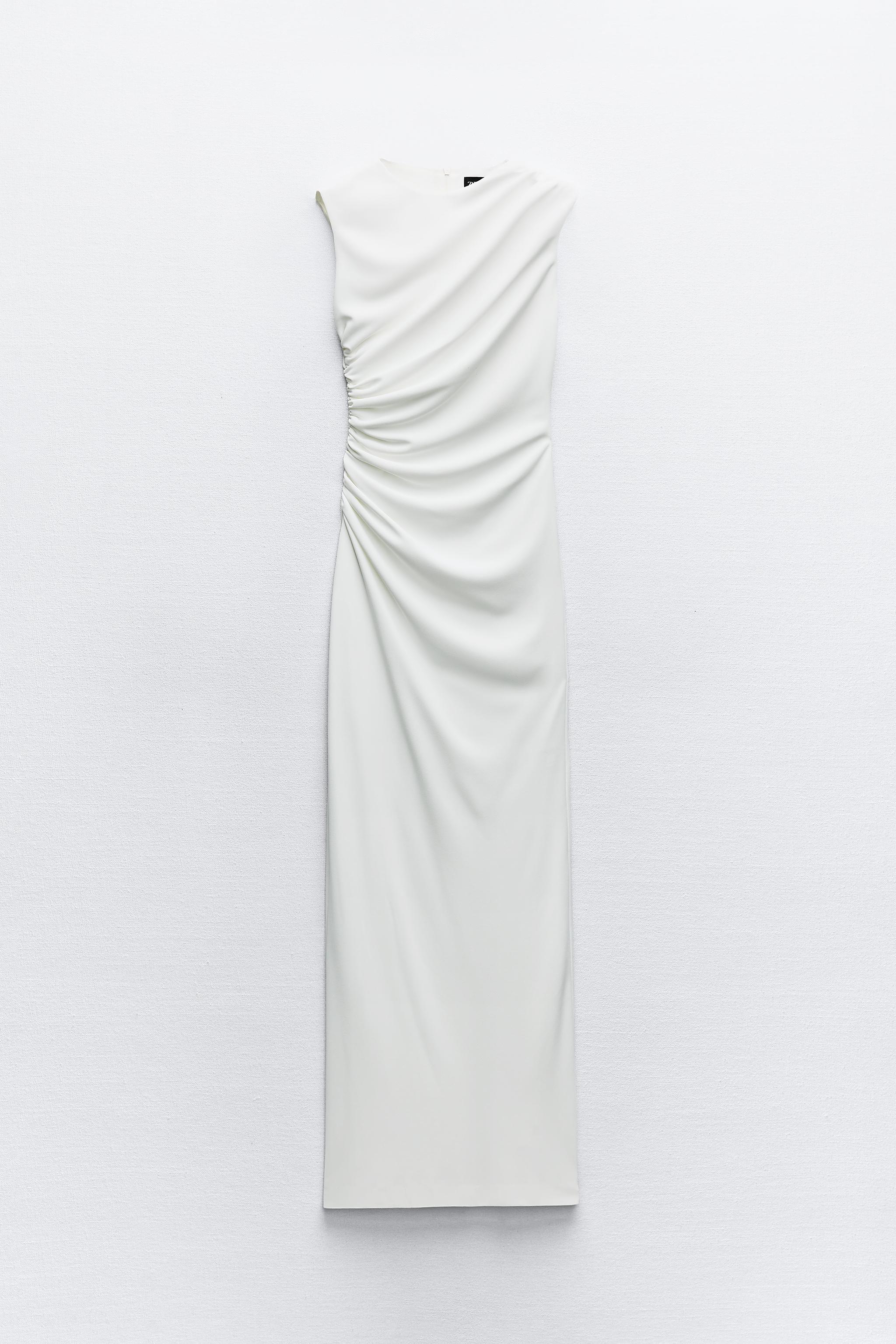 

Платье Zara Draped Midi, белый