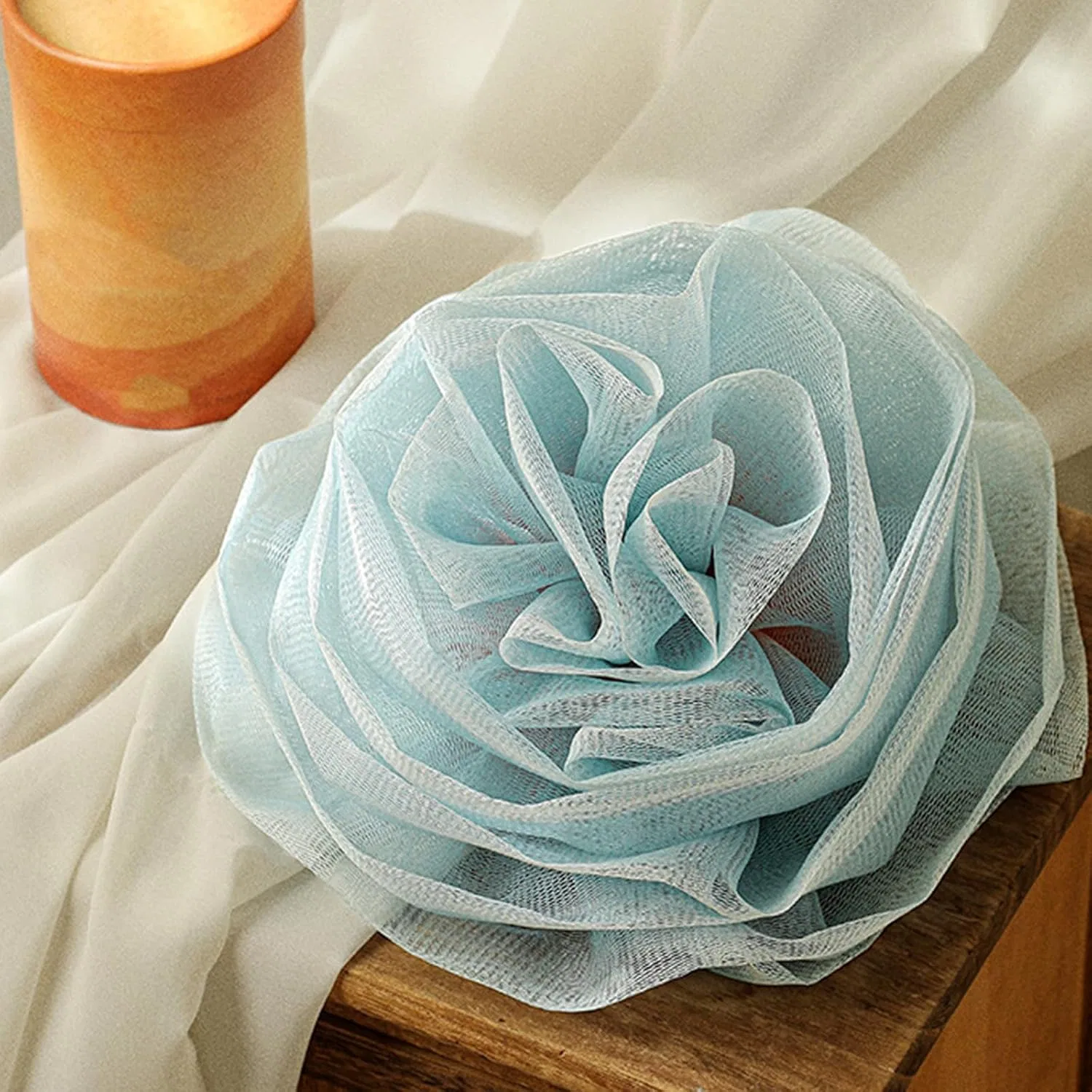 Мочалка для душа Роза 30 см, Cenifin, Powder Blue — фото 4