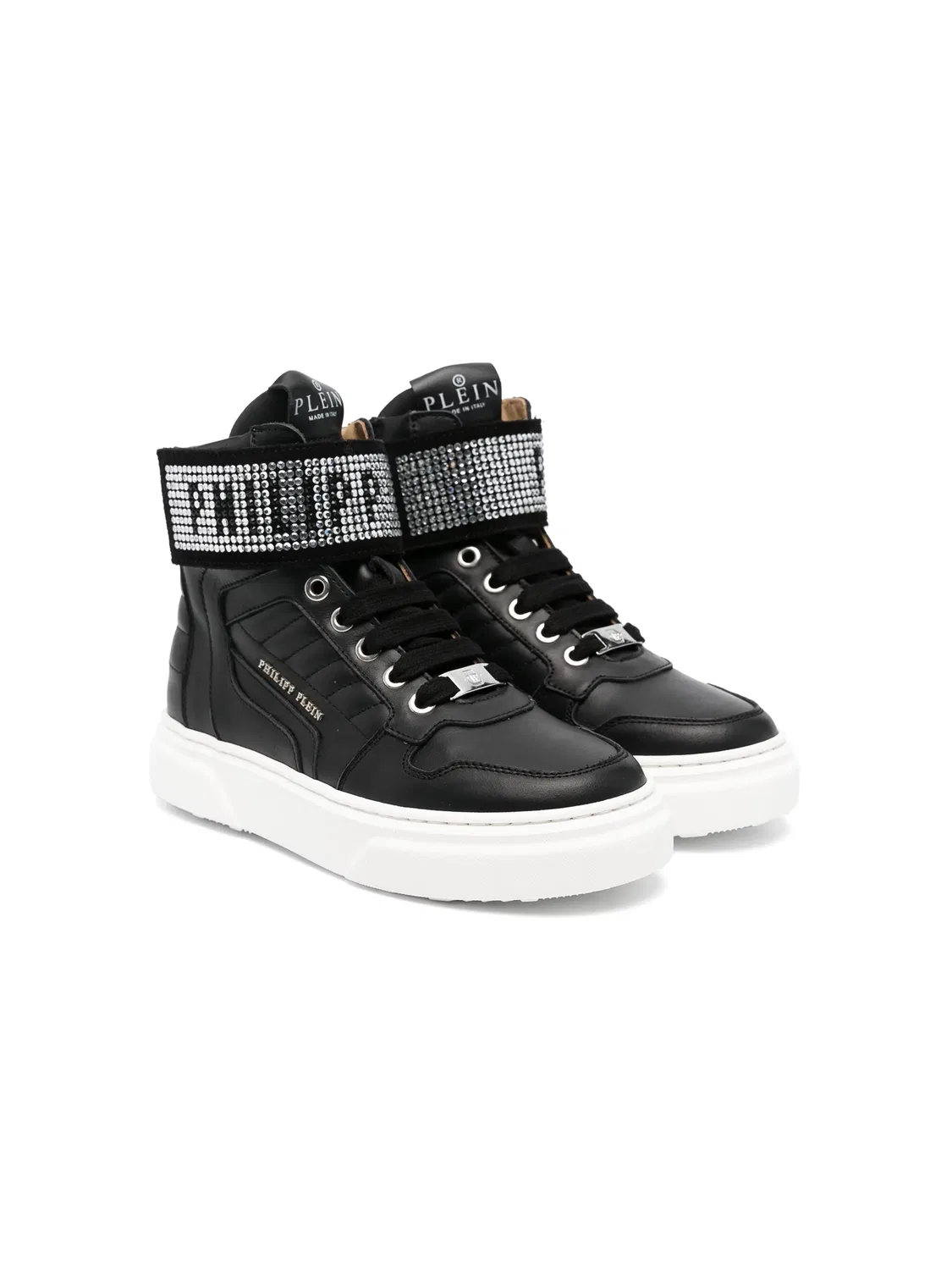 Кроссовки из кожи с кристаллами Philipp Plein, черный