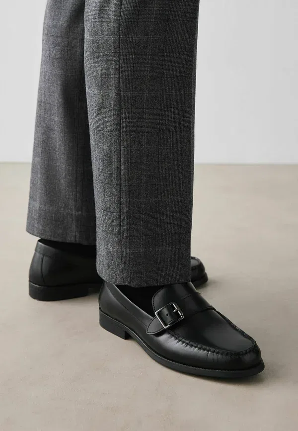 Туфли-лоферы Next, Regular fit leather buckle loafers, черный