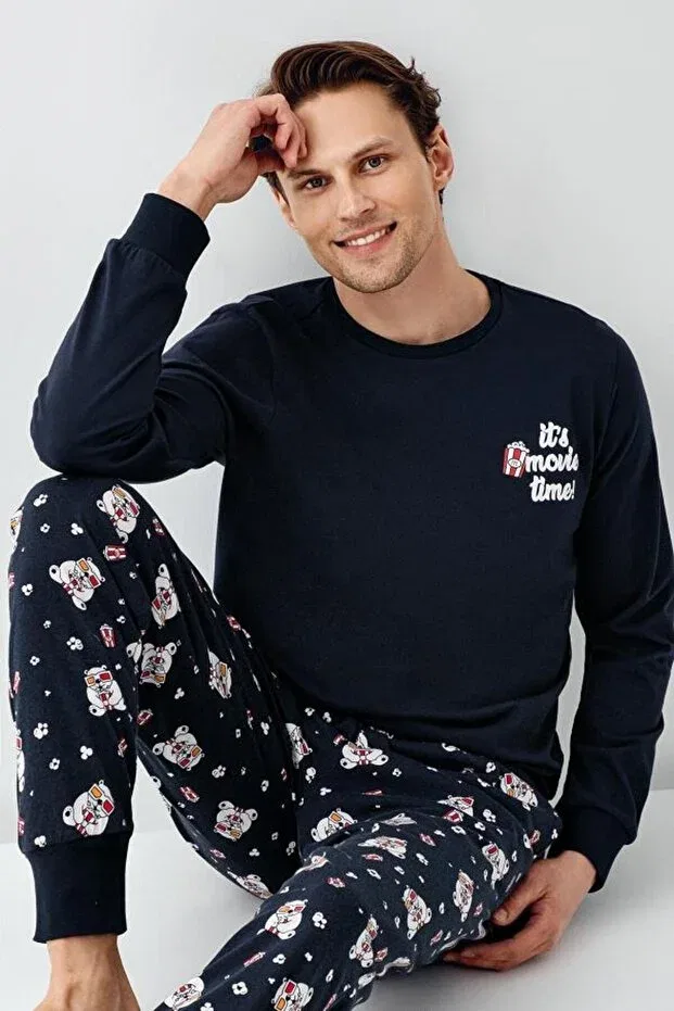 Детский комплект пижам для мальчиков с принтом Roly Poly, Navy Blue — фото 2