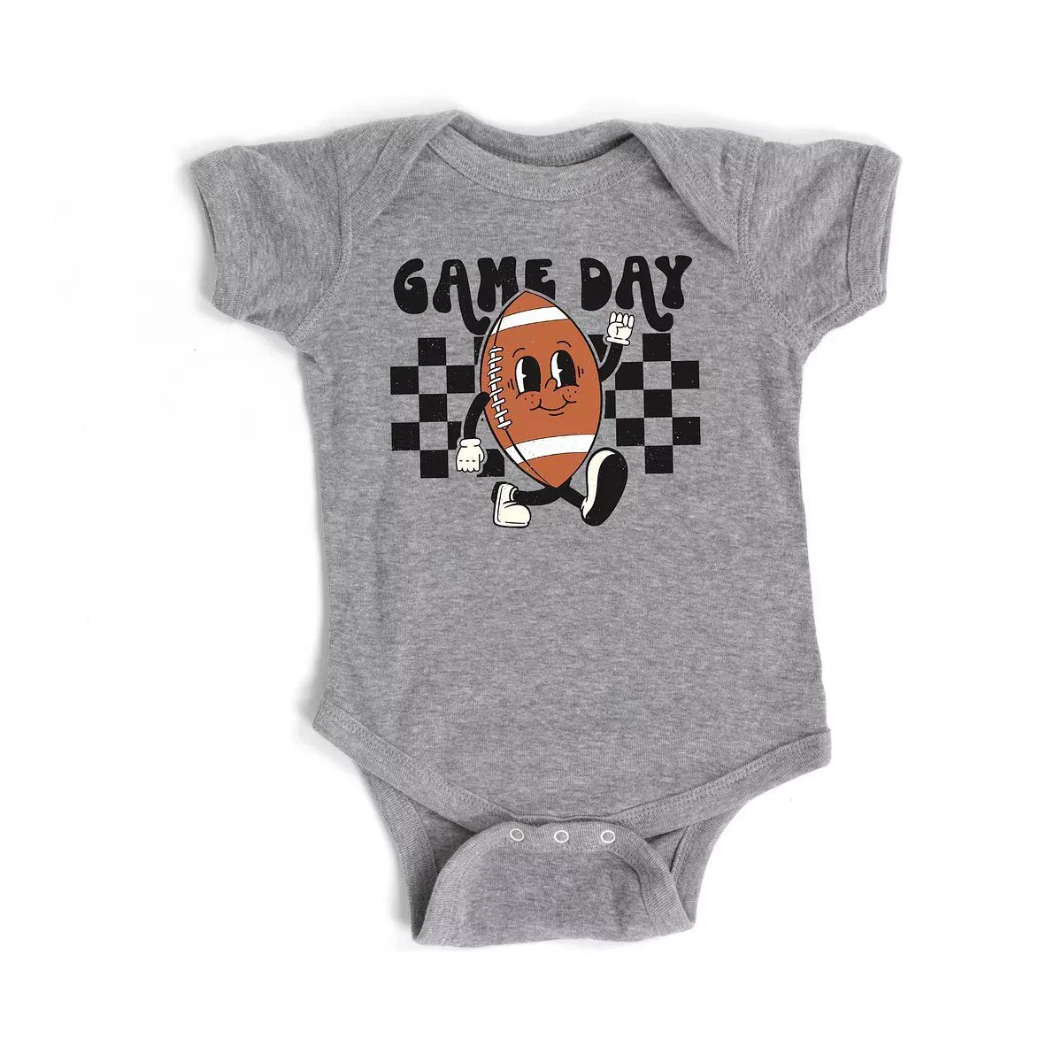 Детское боди с коротким рукавом Football Game Day Checkered The Juniper Shop, Heather Grey
