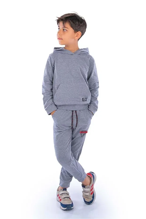 Детский комплект спортивного костюма Kangaroo Pocket Hooded Minikadam, Gray