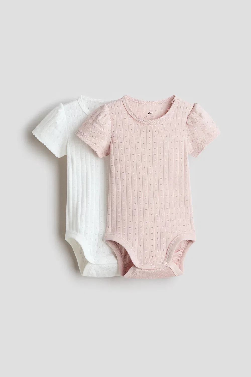 Комплект из 2 ажурных боди из хлопка H&M, Hellrosa/Weiß