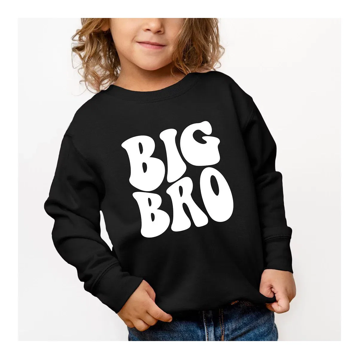 Детский свитшот для мальчиков с принтом Big Bro Wavy The Juniper Shop, Black — фото 2