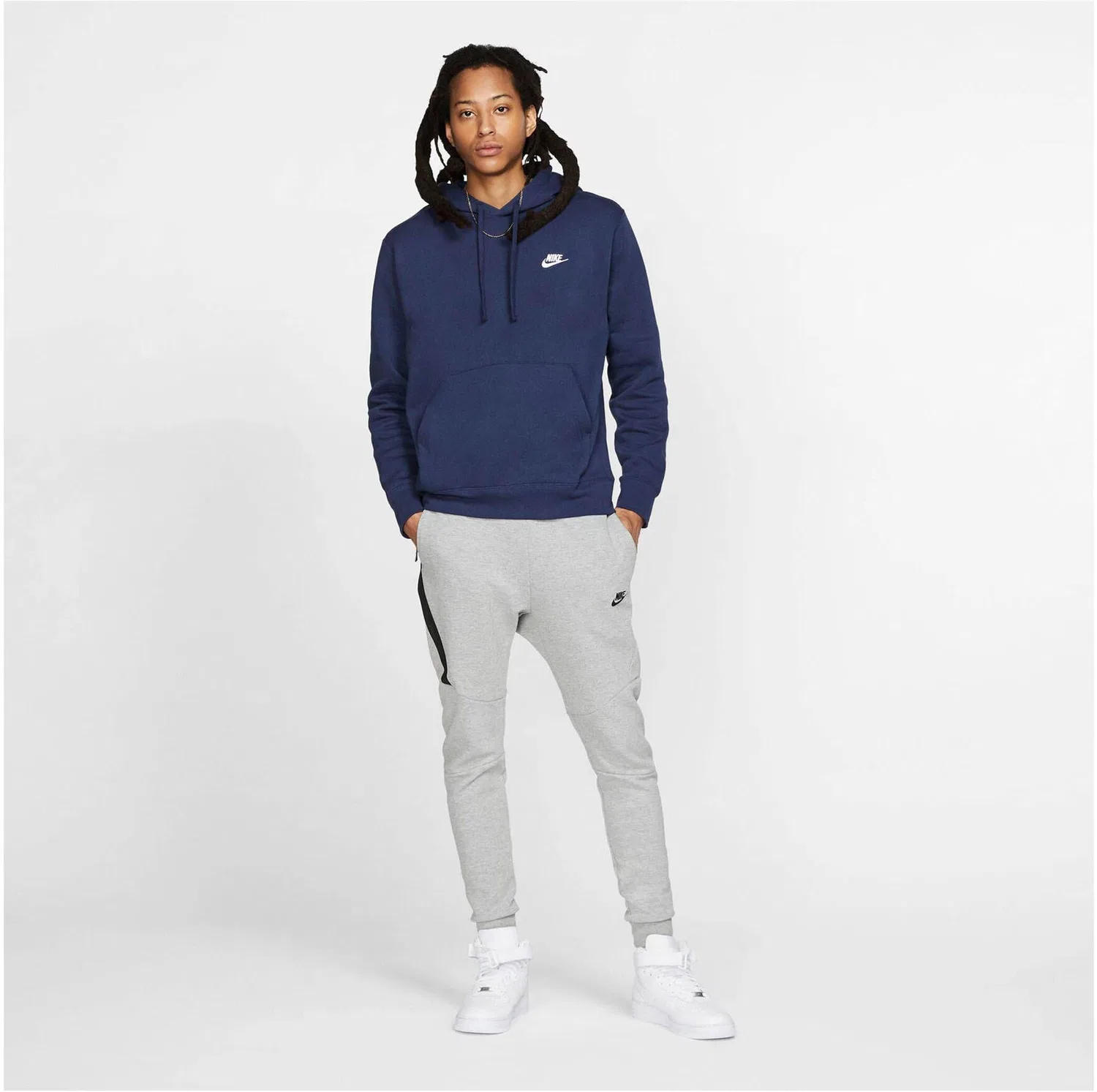 Мужской свитшот из флиса Nike Sportswear Club Fleece, NIKE, Midnight Navy/Midnight Navy/(White) — фото 2