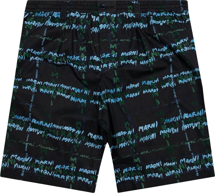 

Брюки Marni Crossroads Print Poplin Bermuda Pants 'Black', черный