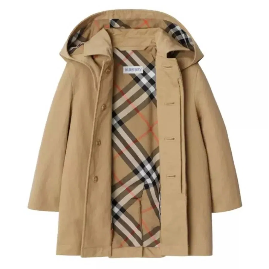 Плащ для мальчика с капюшоном Toddler Hadley Hooded Trench Coat Burberry, Sand — фото 3