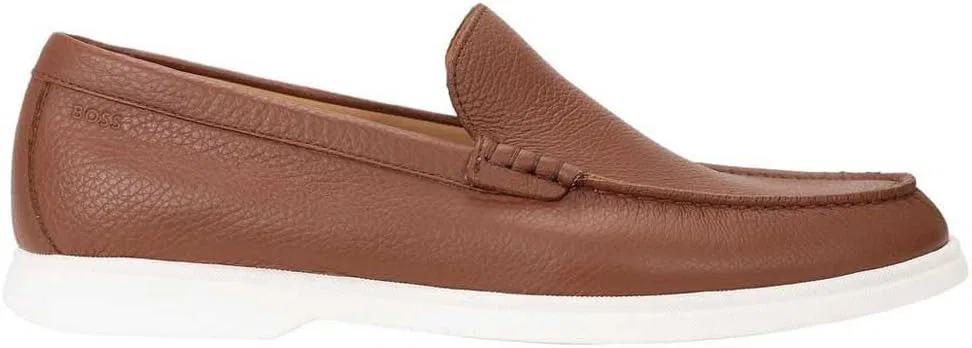 Мужские мокасины BOSS Sienne Mocc из рифленой кожи с логотипом. Размер, Medium Brown210