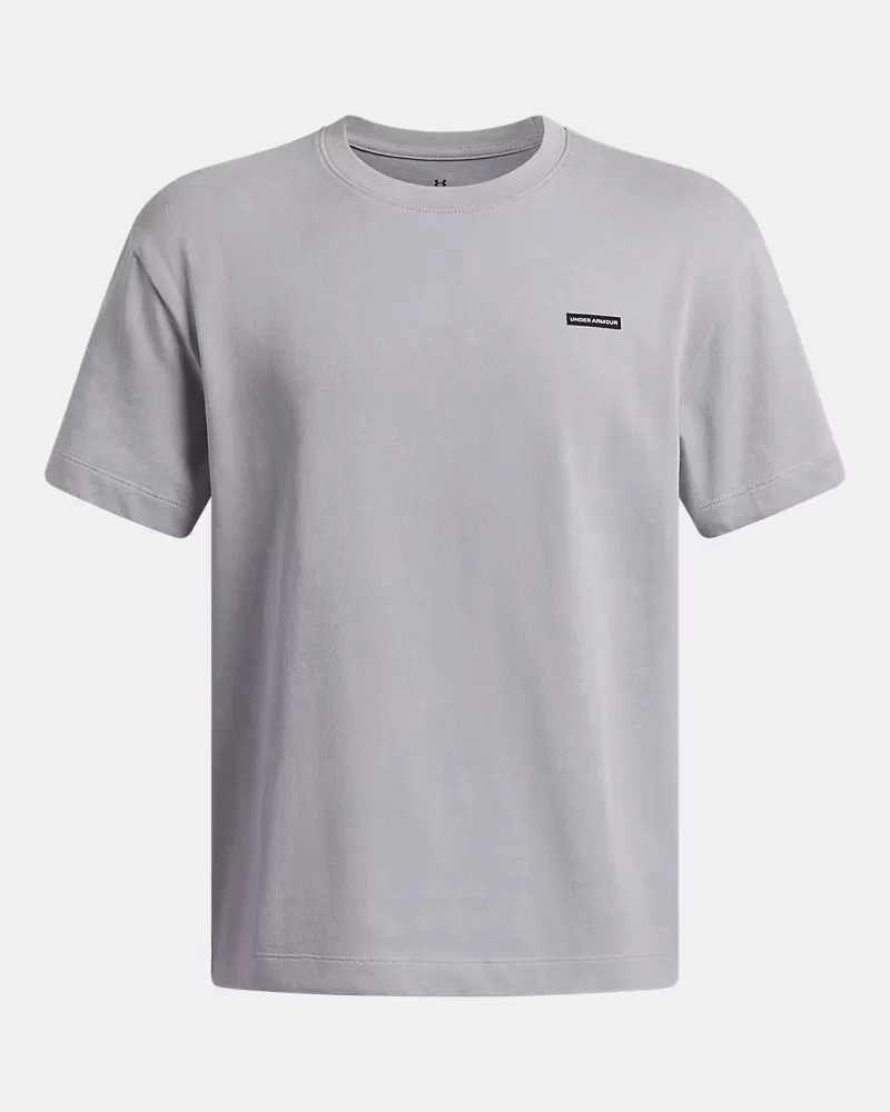 Футболка оверсайз для мальчиков с эффектом wash UA Heavyweight Wash UnderArmour, Mod Gray/White