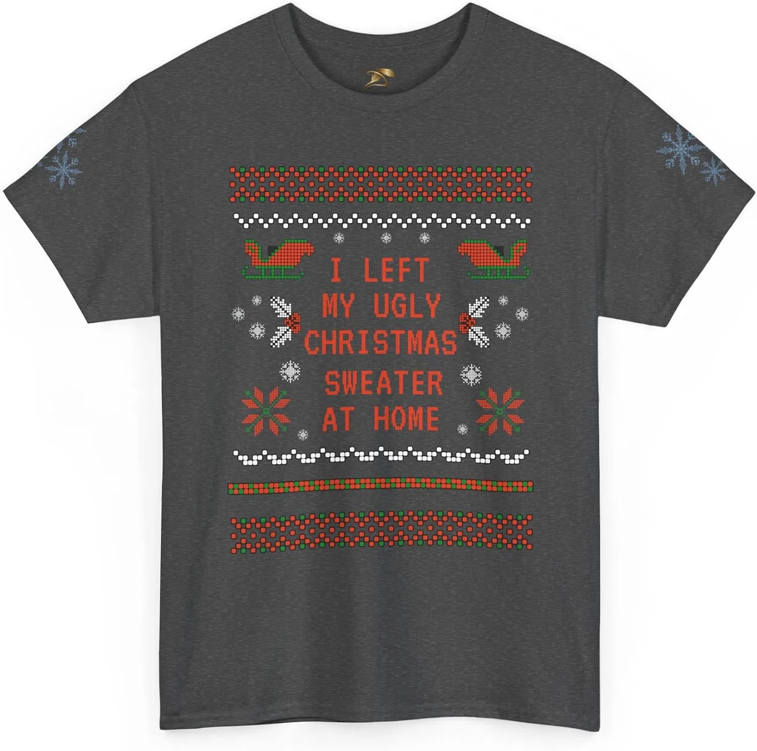 Футболка с праздничным принтом I Left My Ugly Christmas Sweater at Home, Dark Heather
