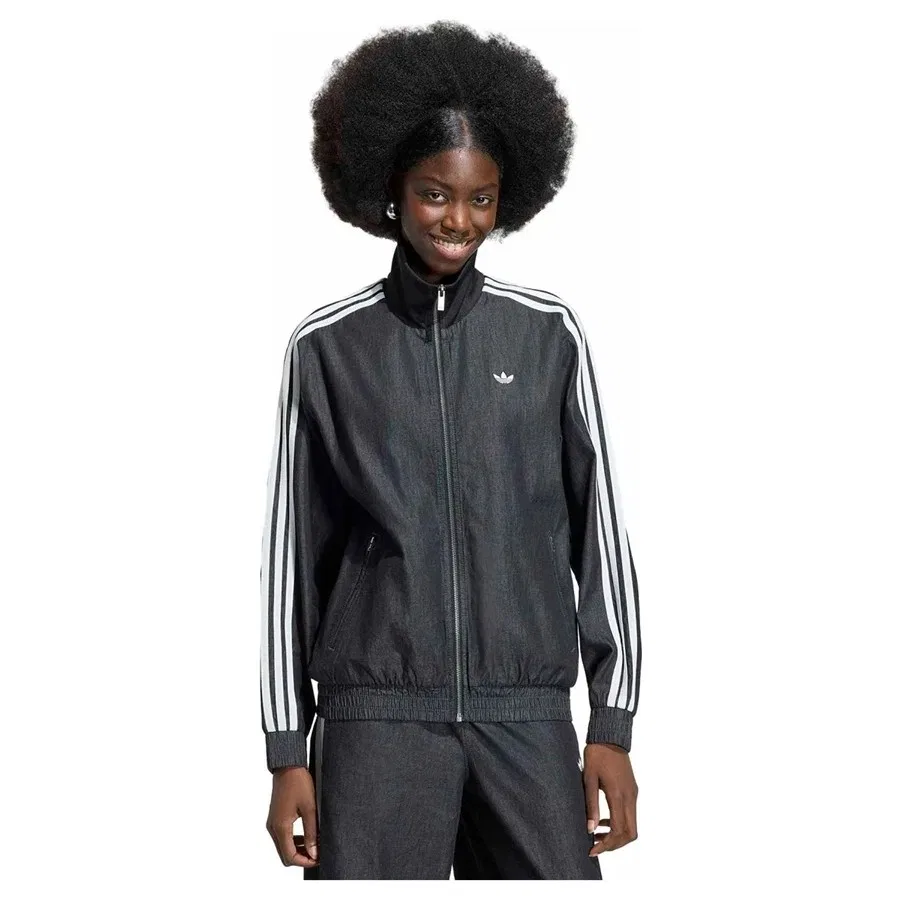 Женская куртка из денима с воротником-стойкой Adidas DENIM FB TT, Черный — фото 2