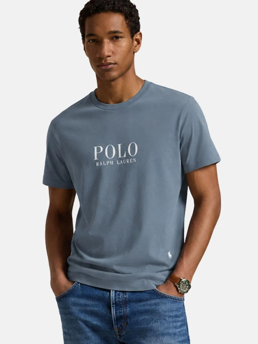 Футболка Polo Ralph Lauren пыльно-голубого цвета — фото 3