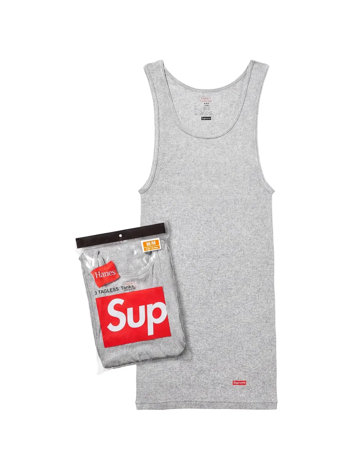 Комплект Hanes из трех топов Supreme, серый — фото 2